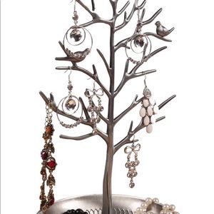 Antique silver bird jewelry holder